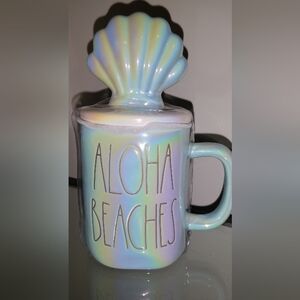 Rae Dunn by Magenta Artisan Collection Iredecent Blue Ceramic Mug, Shell Topper